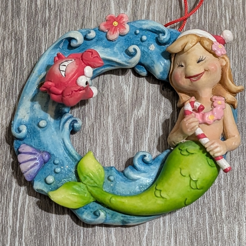 Mermaid Christmas Ornament with Green Tail - Picture 4 of 4